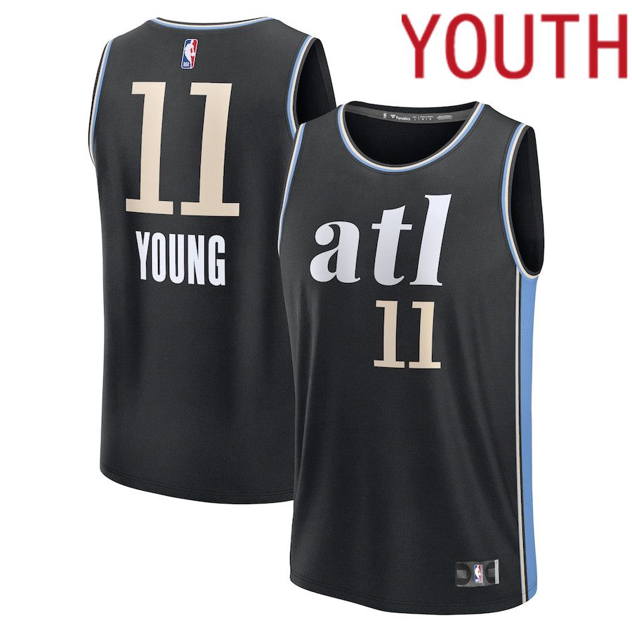 Youth Atlanta Hawks #11 Trae Young Fanatics Branded Black City Edition 2023-24 Fast Break NBA Jersey